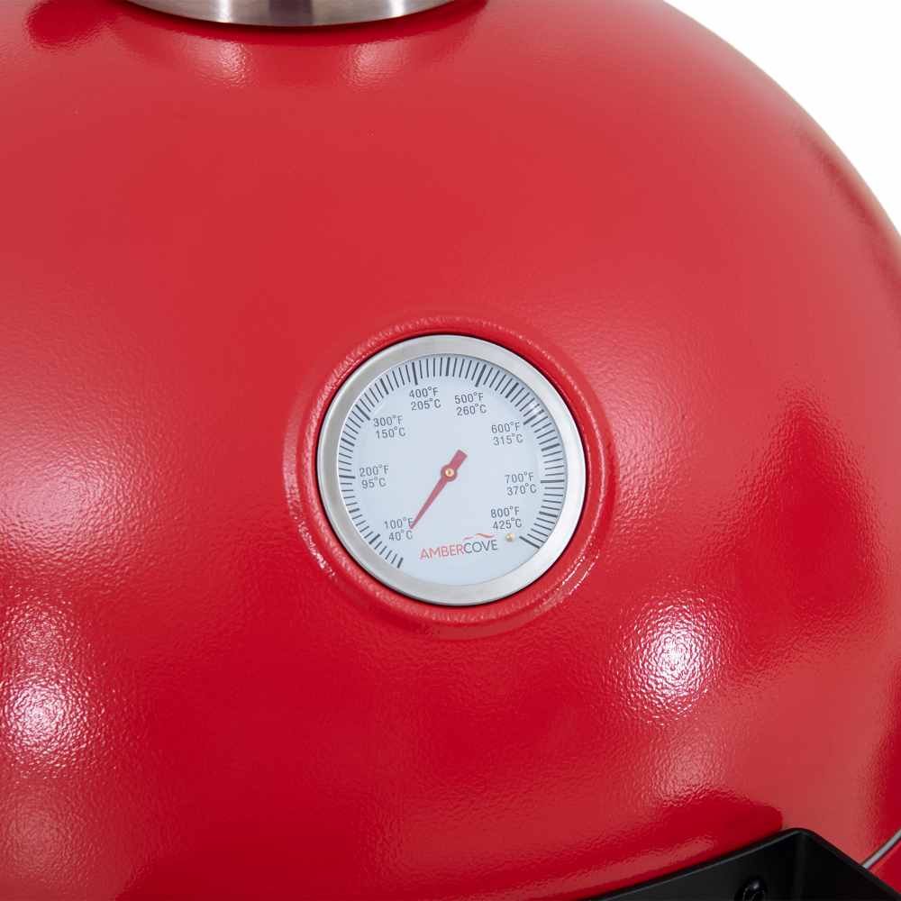 SUNJOY 20 Inch Charcoal Grill, Kamado Grill with Pizza Stone, Ultimate Egg BBQ Grill and Smoker with Wheels