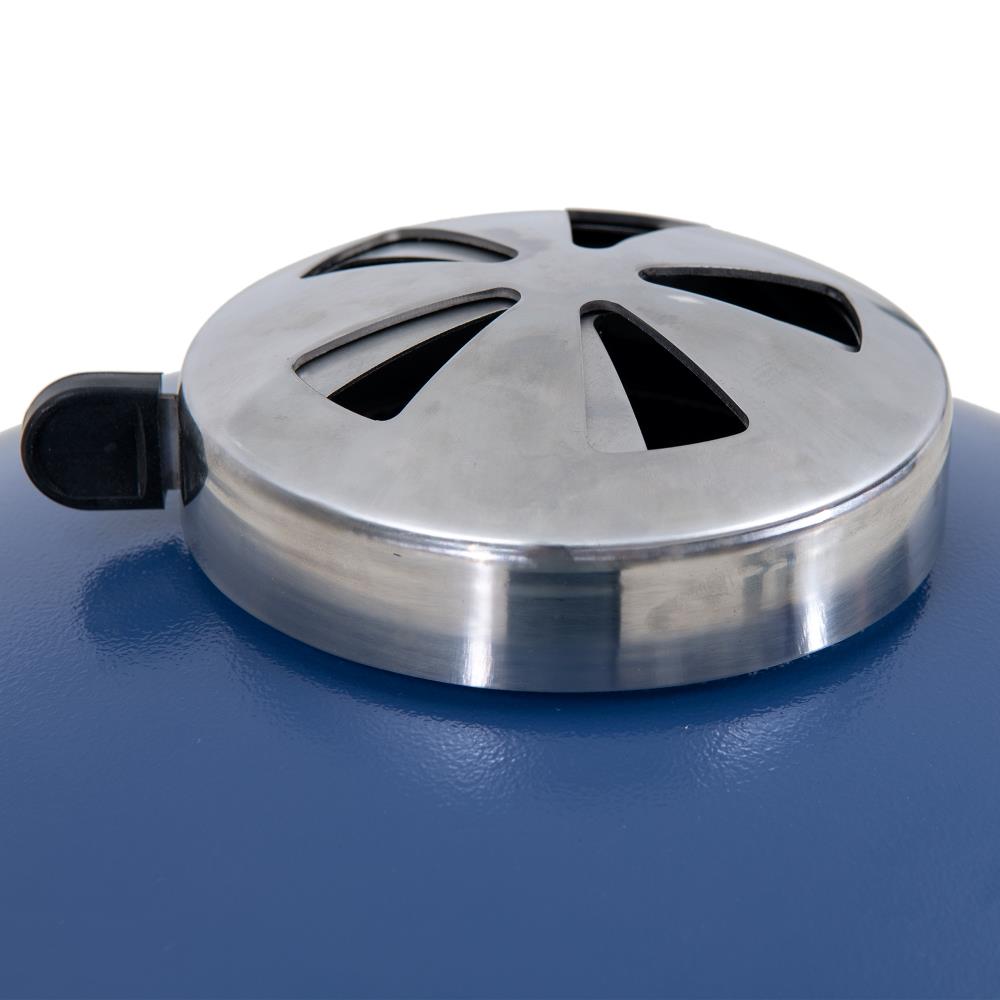 SUNJOY 20 Inch Charcoal Grill, Kamado Grill with Pizza Stone, Ultimate Egg BBQ Grill and Smoker with Wheels - Navy