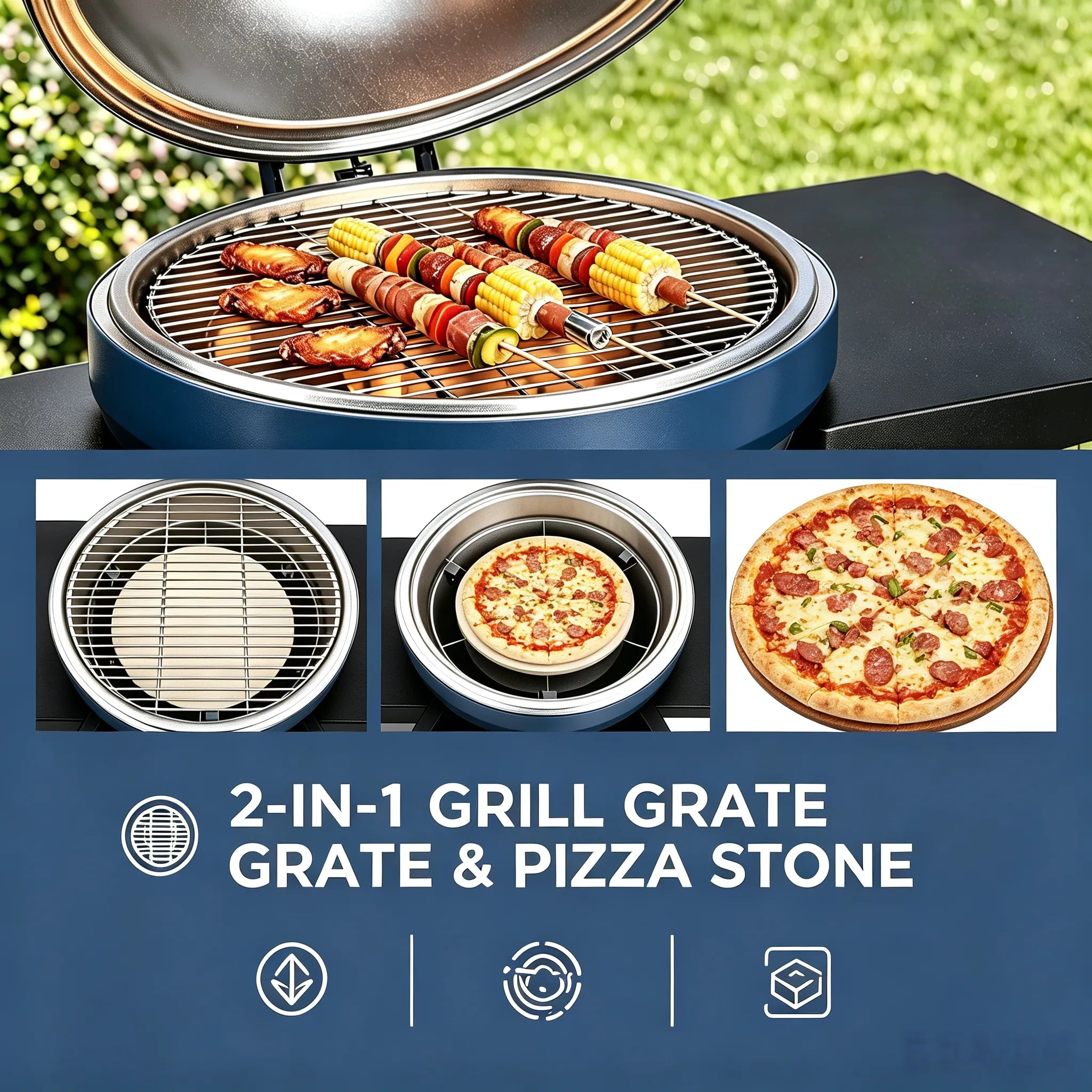 Pinnacle Egg-Shaped Charcoal Grill & Smoker 20" - Deep Navy