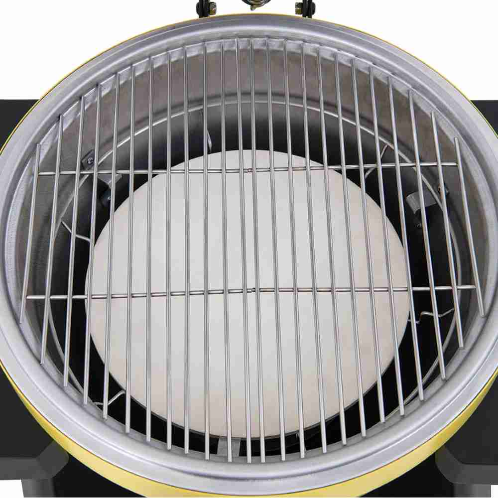 SUNJOY 20 Inch Charcoal Grill, Kamado Grill with Pizza Stone, Ultimate Egg BBQ Grill and Smoker with Wheels - Yellow