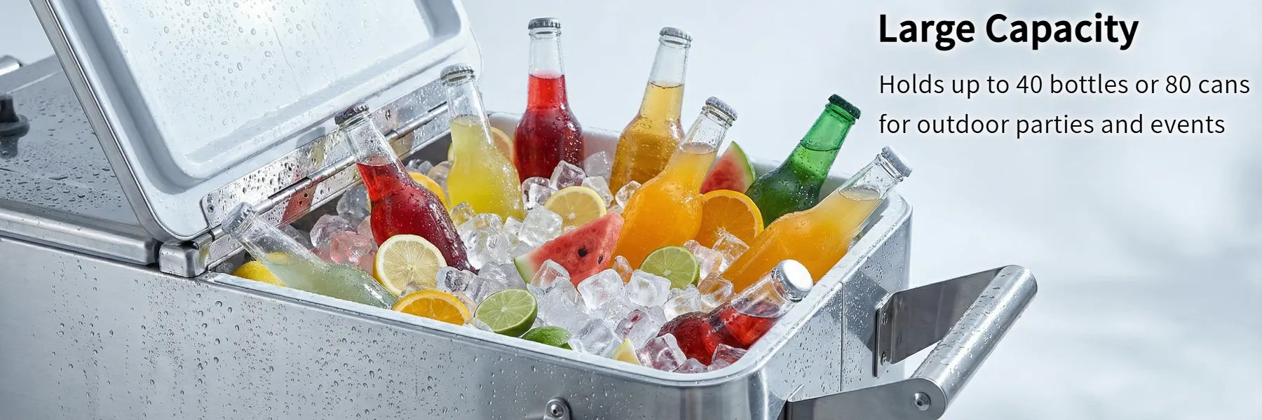 SUNJOY 80 Quart Stainless Steel Cooler Cart with Bottle Opener, Shelf and Lockable Wheels