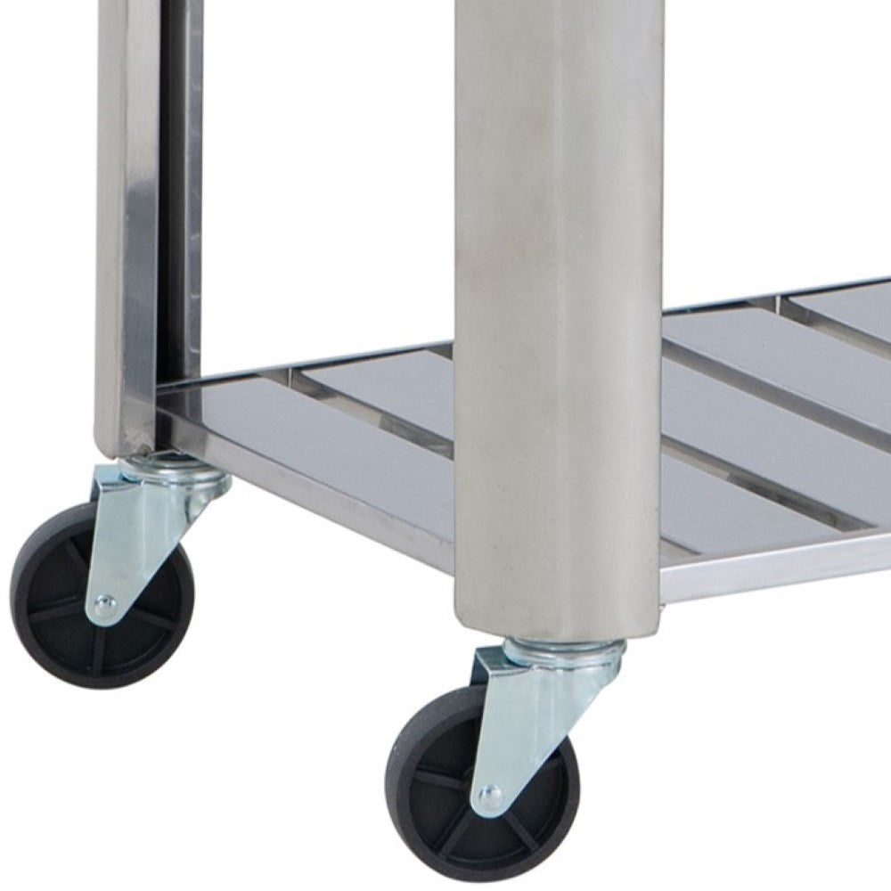 SUNJOY 80 Quart Stainless Steel Cooler Cart with Bottle Opener, Shelf and Lockable Wheels