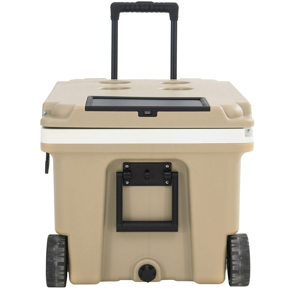 SUNJOY 60-quart Insulated Beach Ice Chest Cooler with Solar Panel, Wheels, and Handles