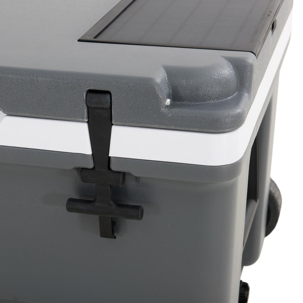 SUNJOY 60-quart Insulated Beach Ice Chest Cooler with Solar Panel, Wheels, and Handles - Gray