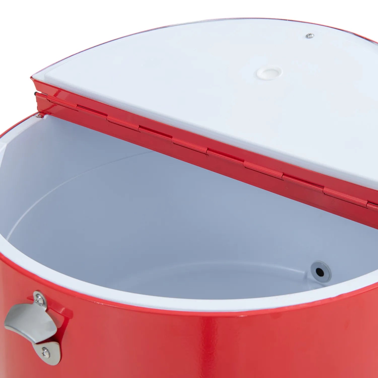 SUNJOY 60 Quart Patio Rooling Cooler Cart with Bottle Opener, Shelf and Lockable Wheels - Red