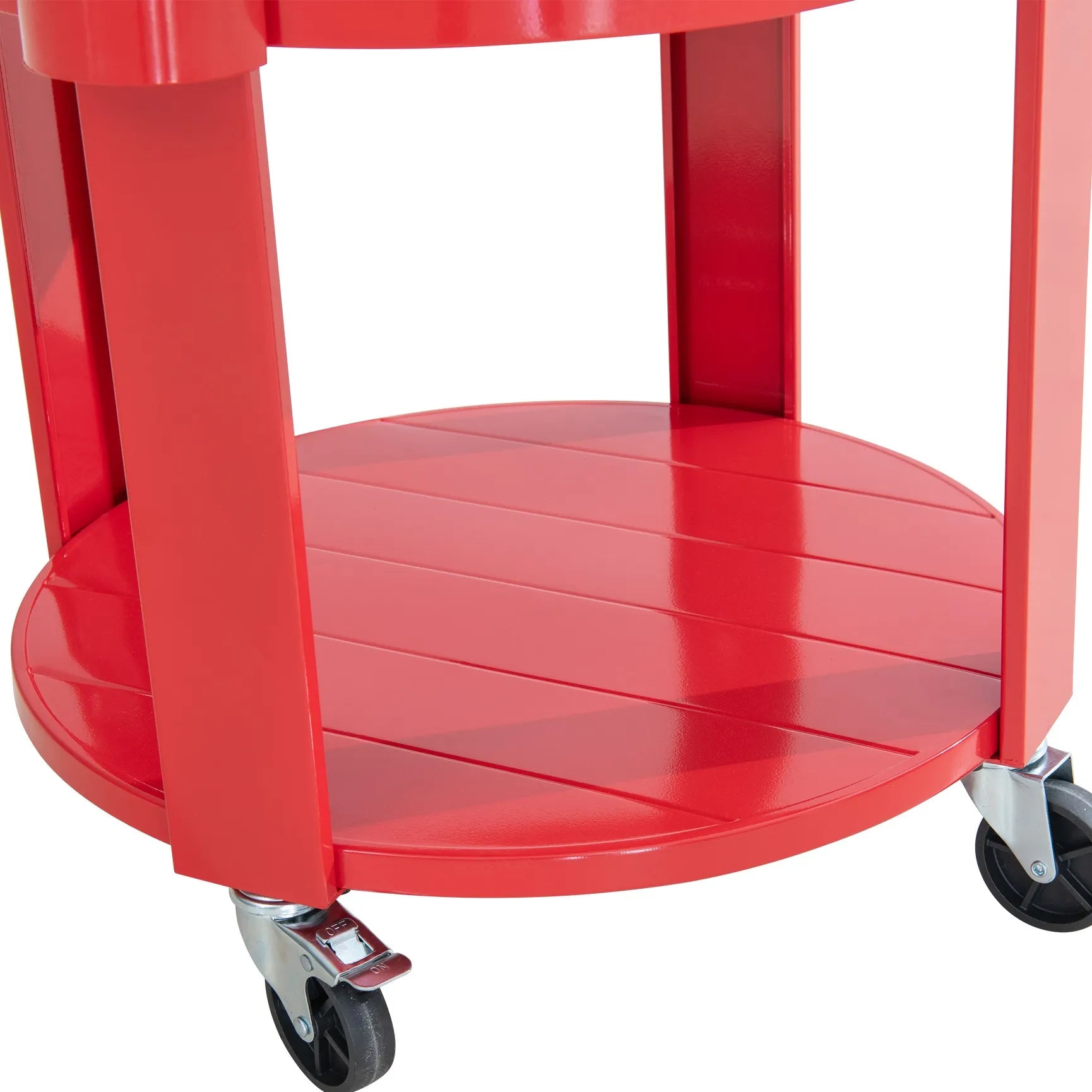 SUNJOY 60 Quart Patio Rooling Cooler Cart with Bottle Opener, Shelf and Lockable Wheels - Red