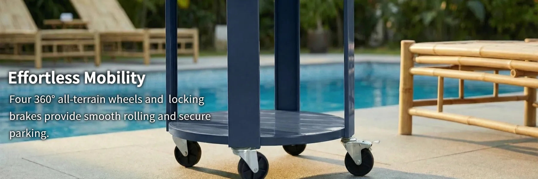 SUNJOY 60 Quart Patio Rooling Cooler Cart with Bottle Opener, Shelf and Lockable Wheels - Blue
