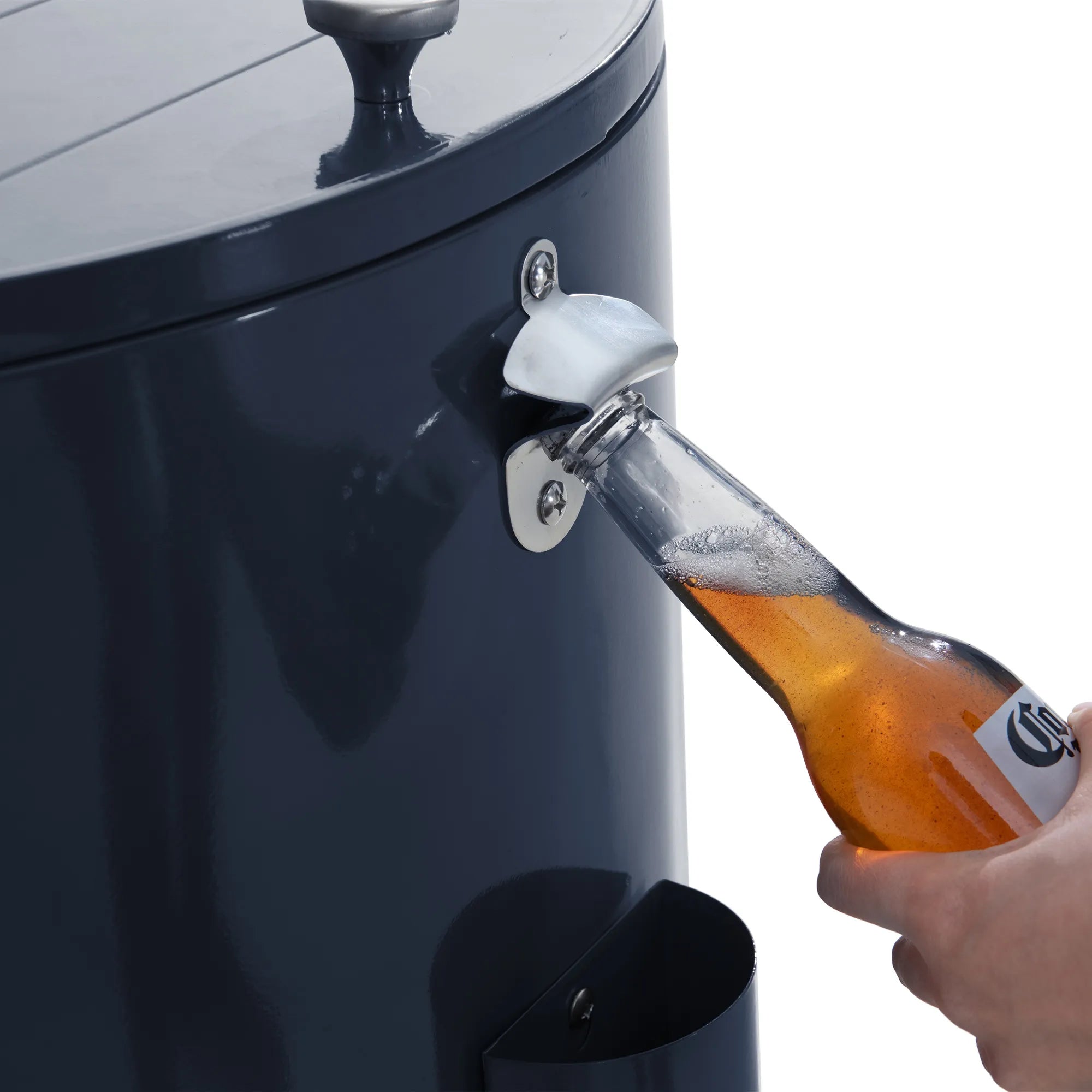 SUNJOY 60 Quart Patio Rooling Cooler Cart with Bottle Opener, Shelf and Lockable Wheels - Blue