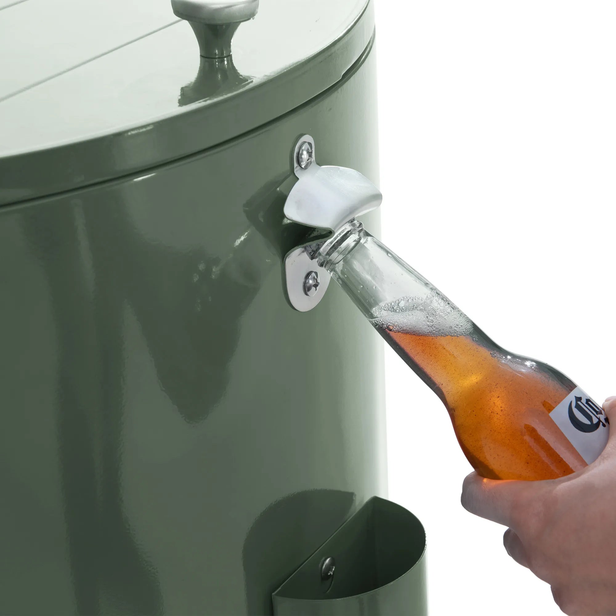 SUNJOY 60 Quart Patio Rooling Cooler Cart with Bottle Opener, Shelf and Lockable Wheels - Green