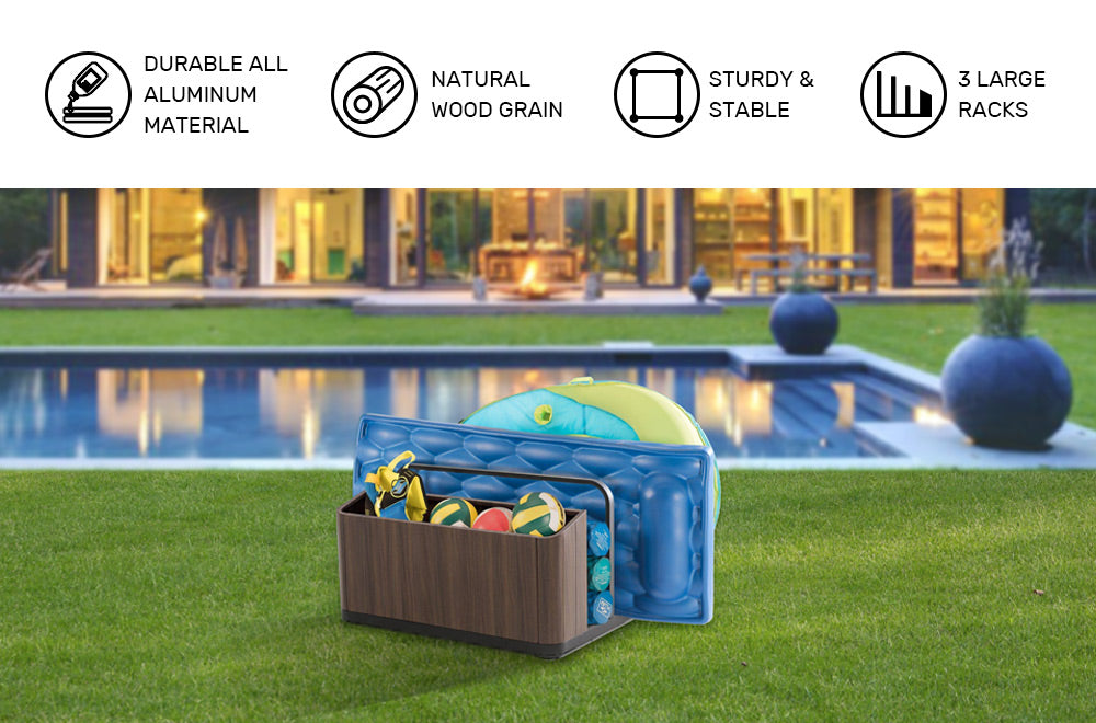 SUNJOY Outdoor Black Aluminum Pool Float Storage Rack