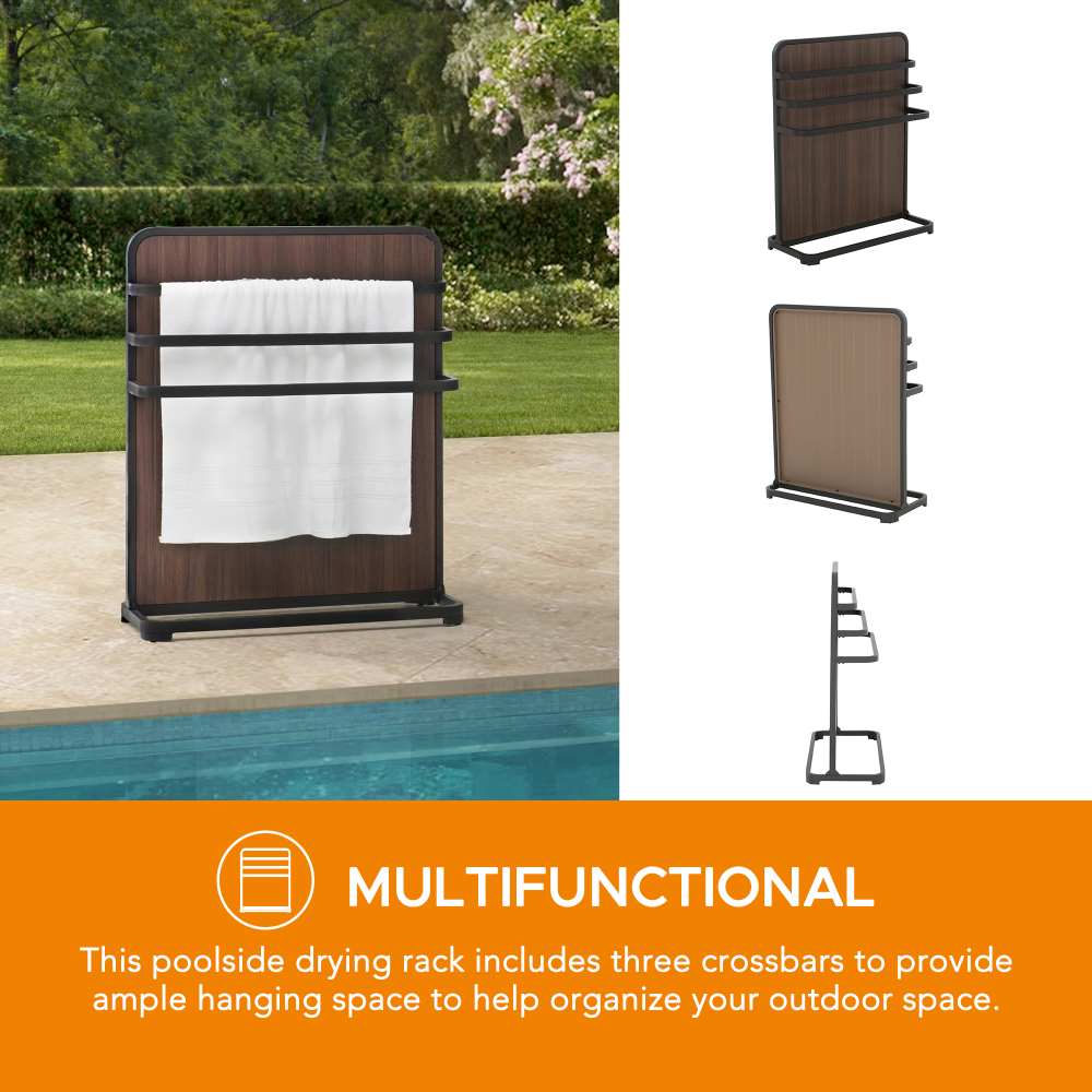 SUNJOY Poolside Drying Rack Towel Valet Holder with 3 Crossbars.
