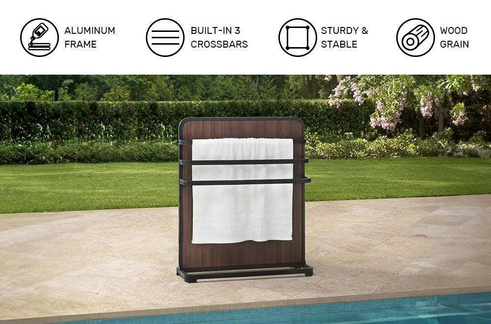 SUNJOY Poolside Drying Rack Towel Valet Holder with 3 Crossbars