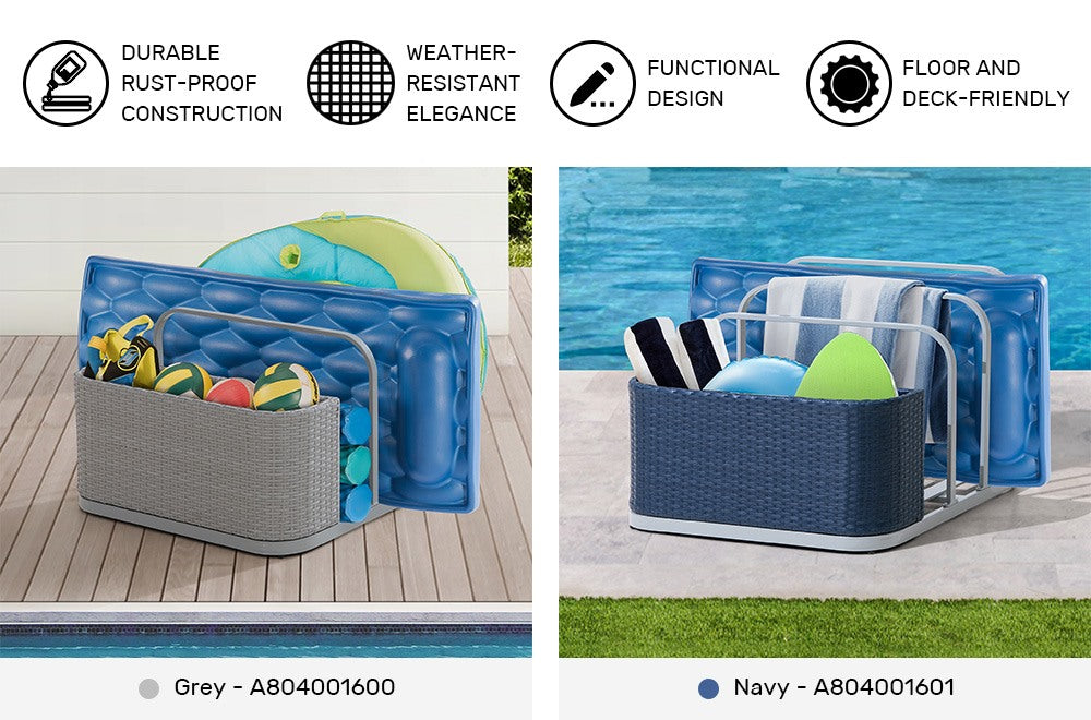 SUNJOY 35 Inch Rust-proof Wicker Pool Float Storage Rack for Floaties