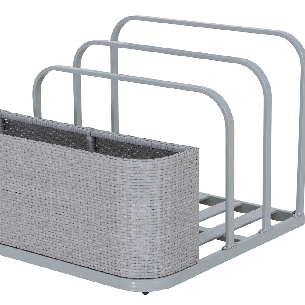 SUNJOY 35 Inch Rust-proof Wicker Pool Float Storage Rack for Floaties
