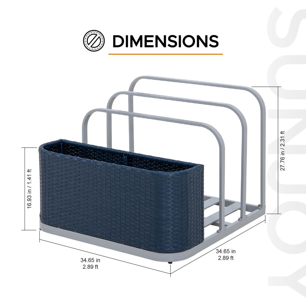 SUNJOY 35 Inch Rust-proof Wicker Pool Float Storage Rack for Floaties.