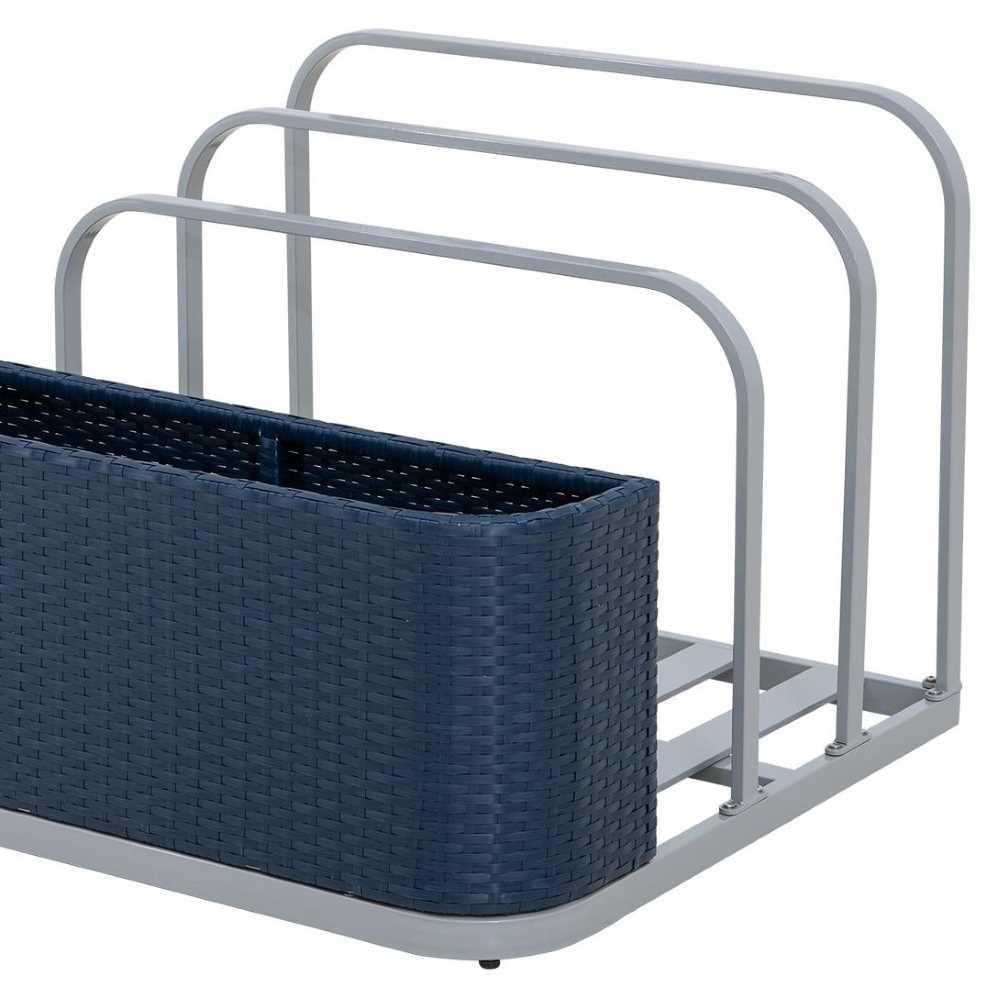 SUNJOY 35 Inch Rust-proof Wicker Pool Float Storage Rack for Floaties - Navy