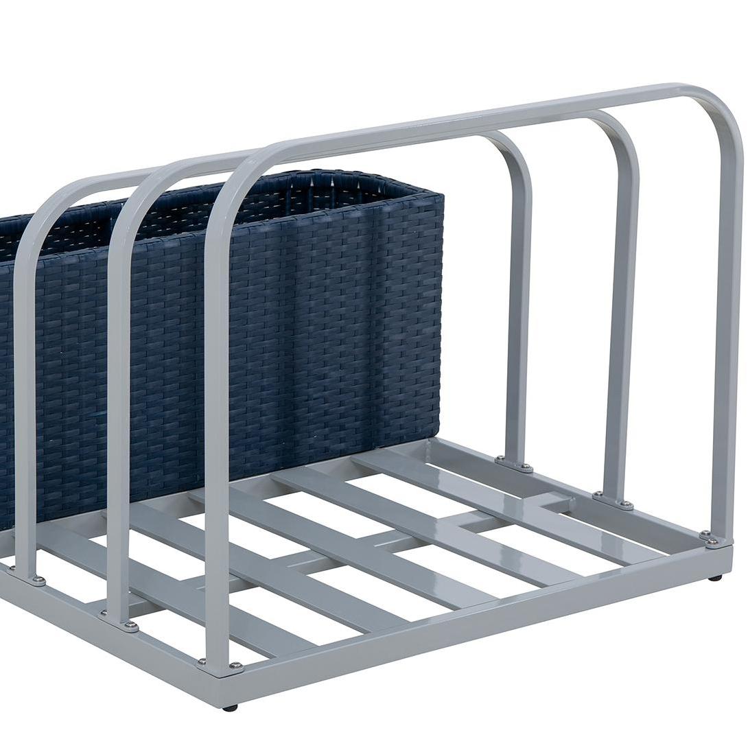 SUNJOY 35 Inch Rust-proof Wicker Pool Float Storage Rack for Floaties - Navy