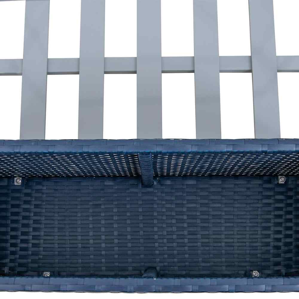 SUNJOY 35 Inch Rust-proof Wicker Pool Float Storage Rack for Floaties - Navy