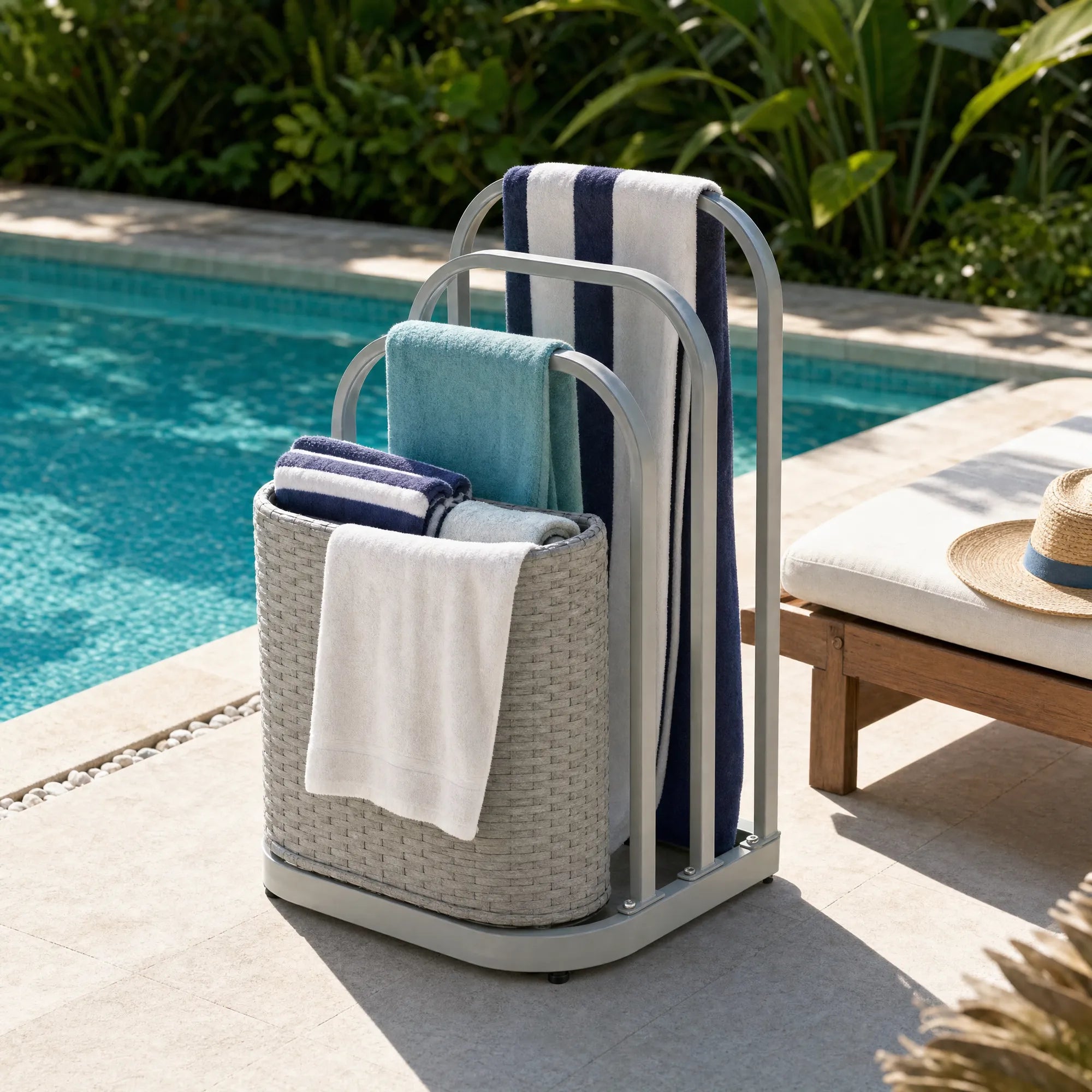 Rust-proof Aluminum Pool Float Storage Rack Organizer 16'' - Gray