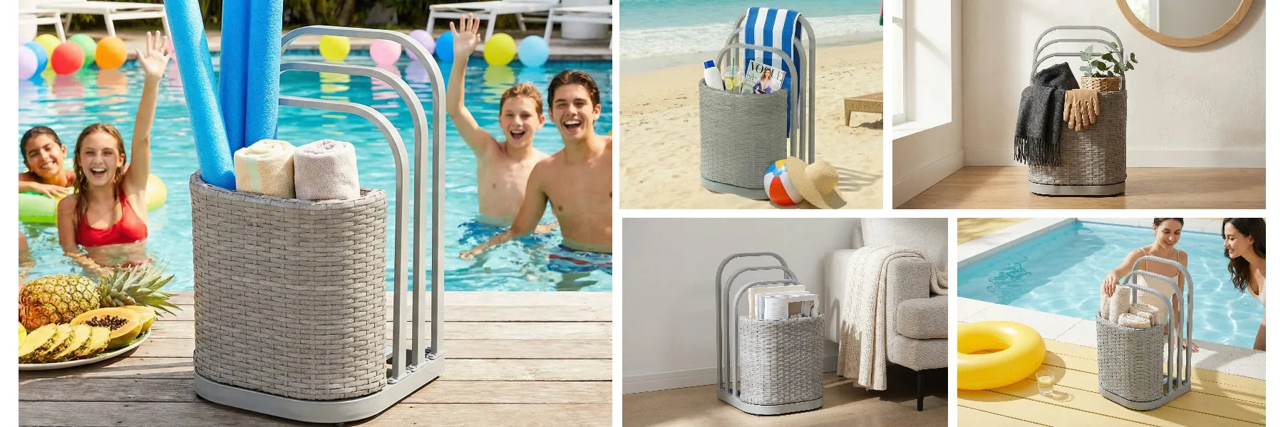 SUNJOY 16 Inch Rust-proof Aluminum Pool Float Storage Rack Organizer - Gray