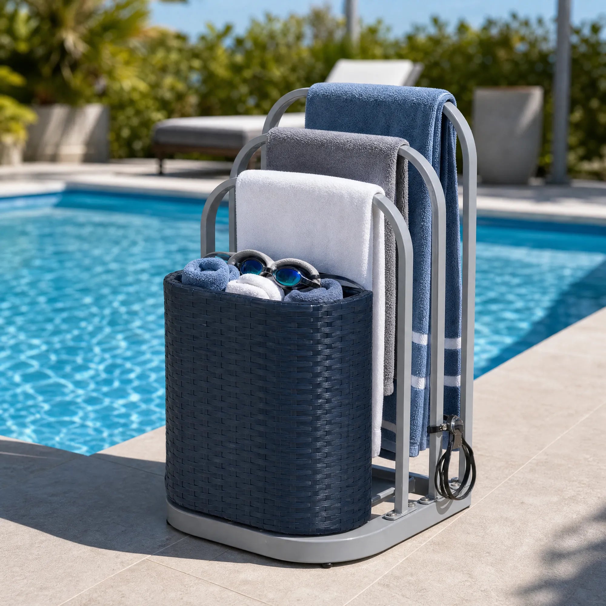 Rust-proof Aluminum Pool Float Storage Rack Organizer 16'' - Navy