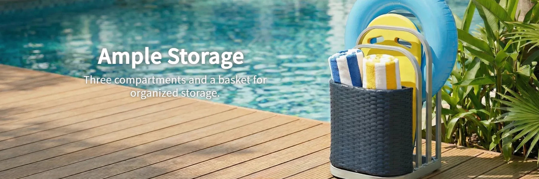 SUNJOY 16 Inch Rust-proof Aluminum Pool Float Storage Rack Organizer - Navy