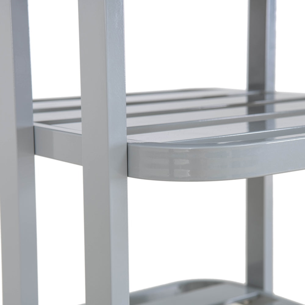 SUNJOY Aluminum Pool Valet Tower with Shelves and Wicker Basket