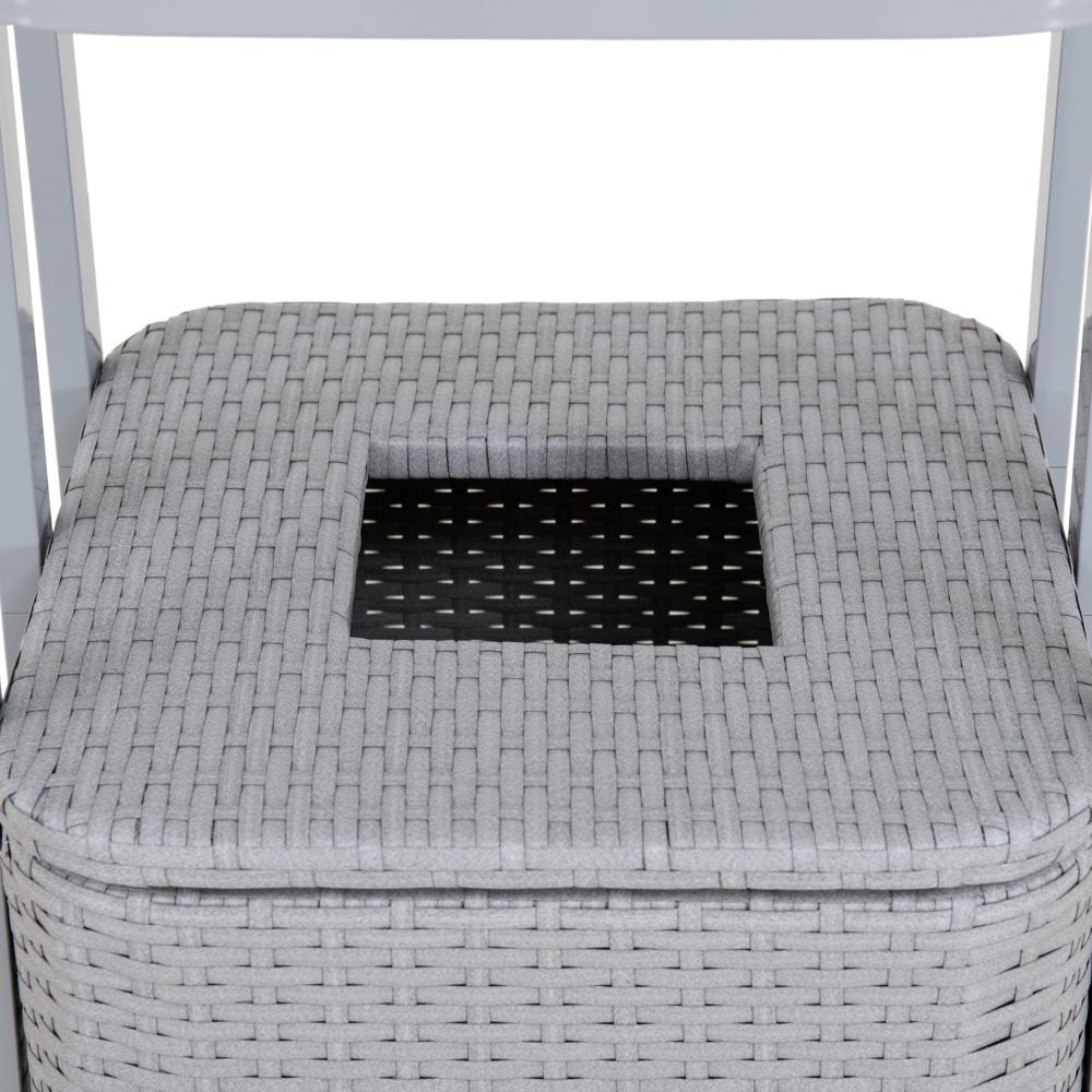 SUNJOY Aluminum Pool Valet Tower with Shelves and Wicker Basket