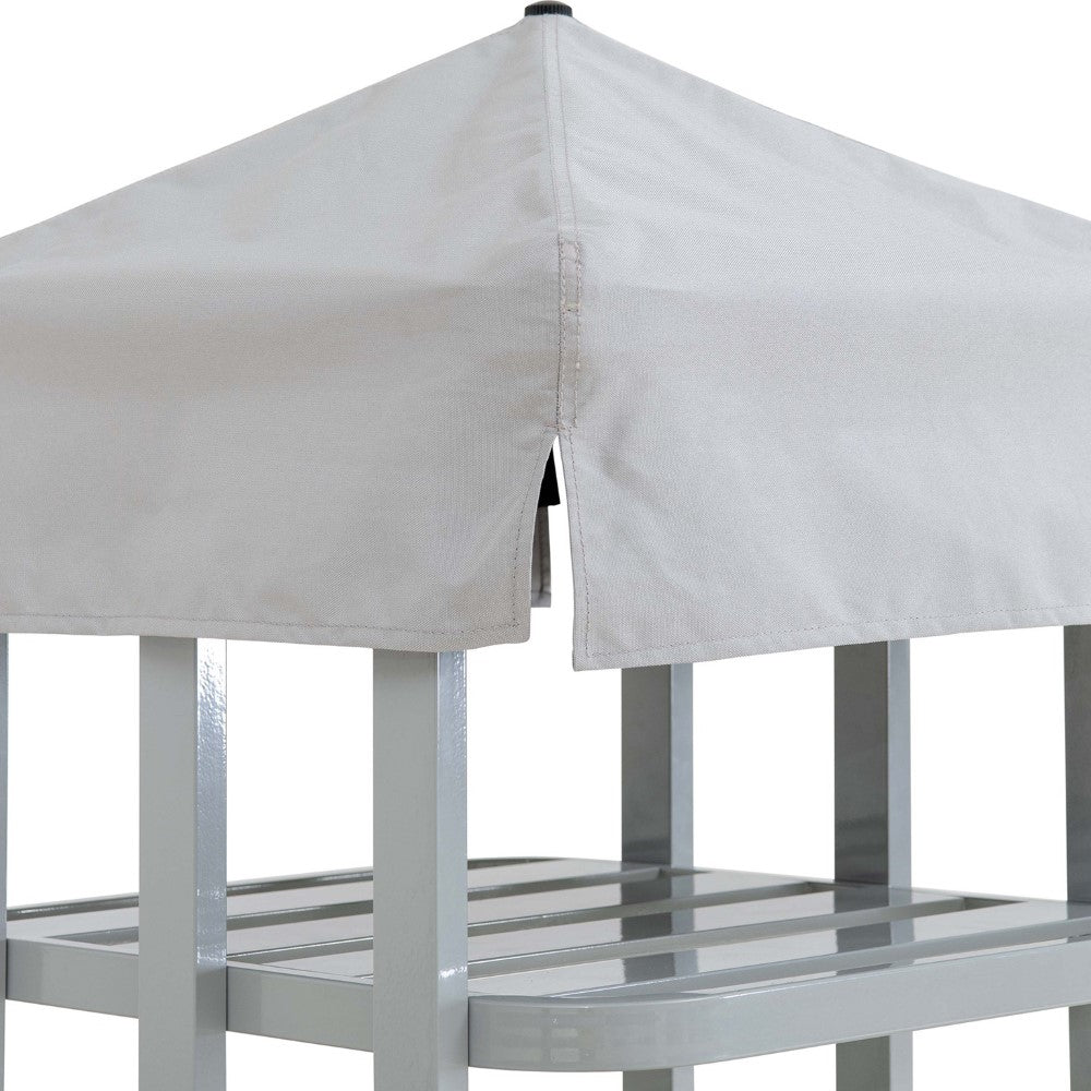SUNJOY Aluminum Pool Valet Tower with Shelves and Wicker Basket