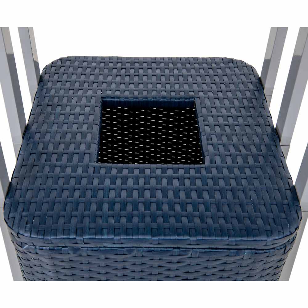 SUNJOY Aluminum Pool Valet Tower with Shelves and Wicker Basket - Navy
