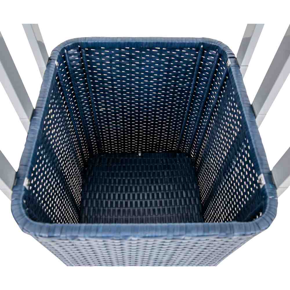 SUNJOY Aluminum Pool Valet Tower with Shelves and Wicker Basket - Navy