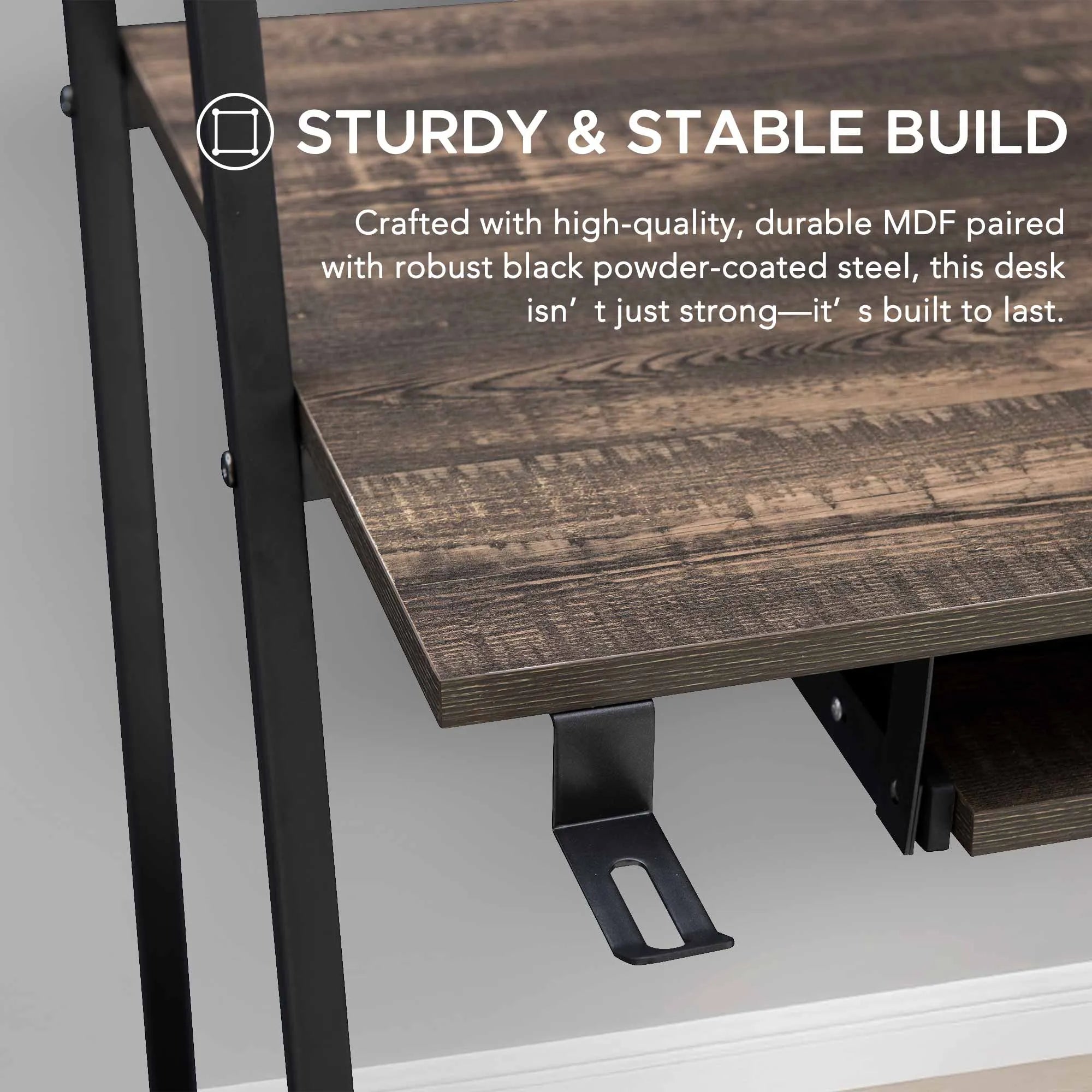 SUNJOY 33" Simplistic Mobile Computer Desk with Lockable Wheels, Cup Holder and Headset Hook