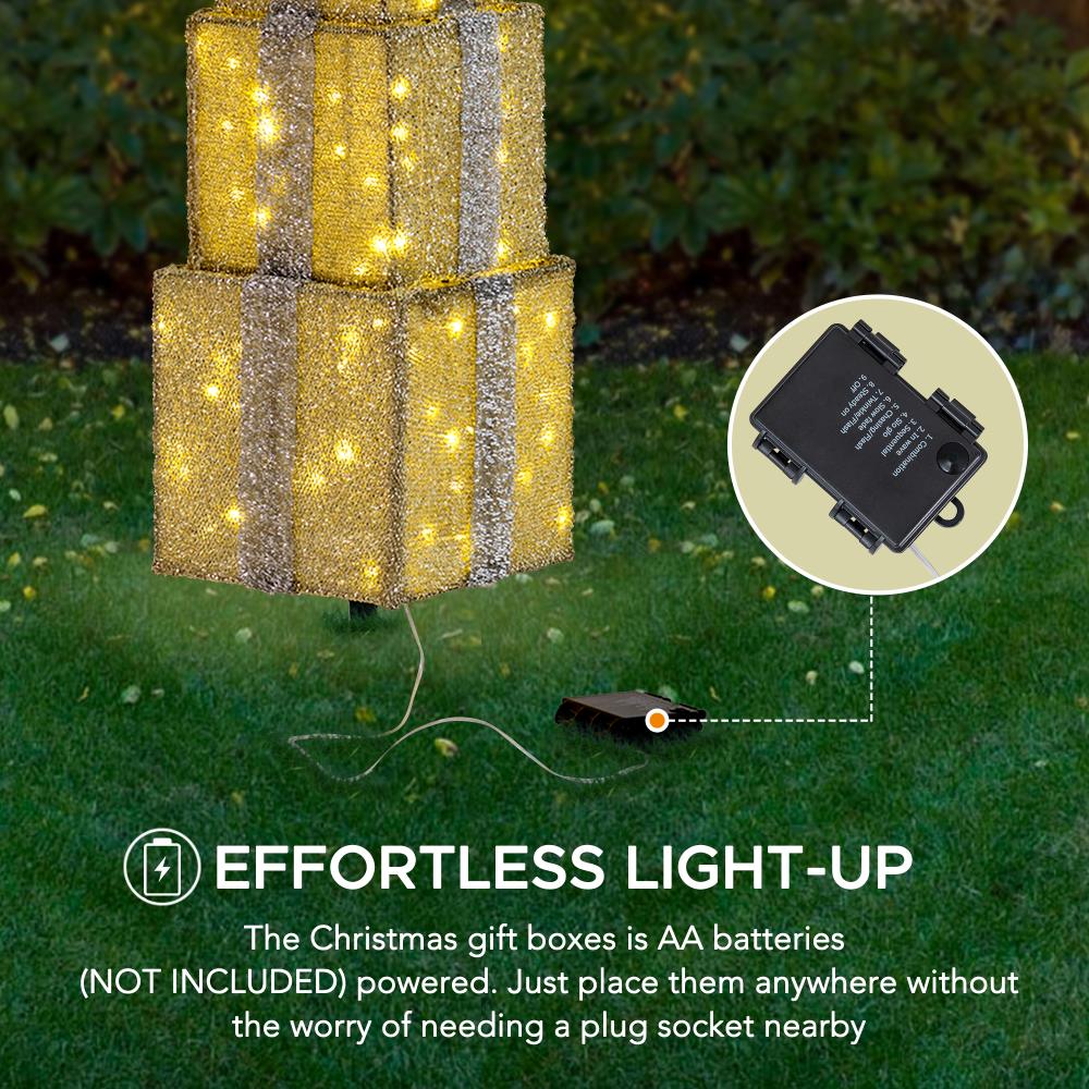 SUNJOY Christmas Light Up Present Boxes with LED Lights.