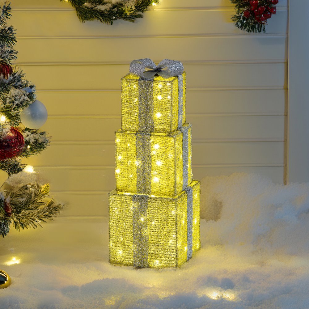 SUNJOY Christmas Light Up Present Boxes with LED Lights.