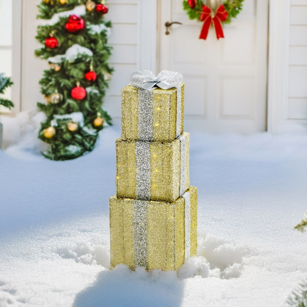 SUNJOY Christmas Light Up Present Boxes with LED Lights.