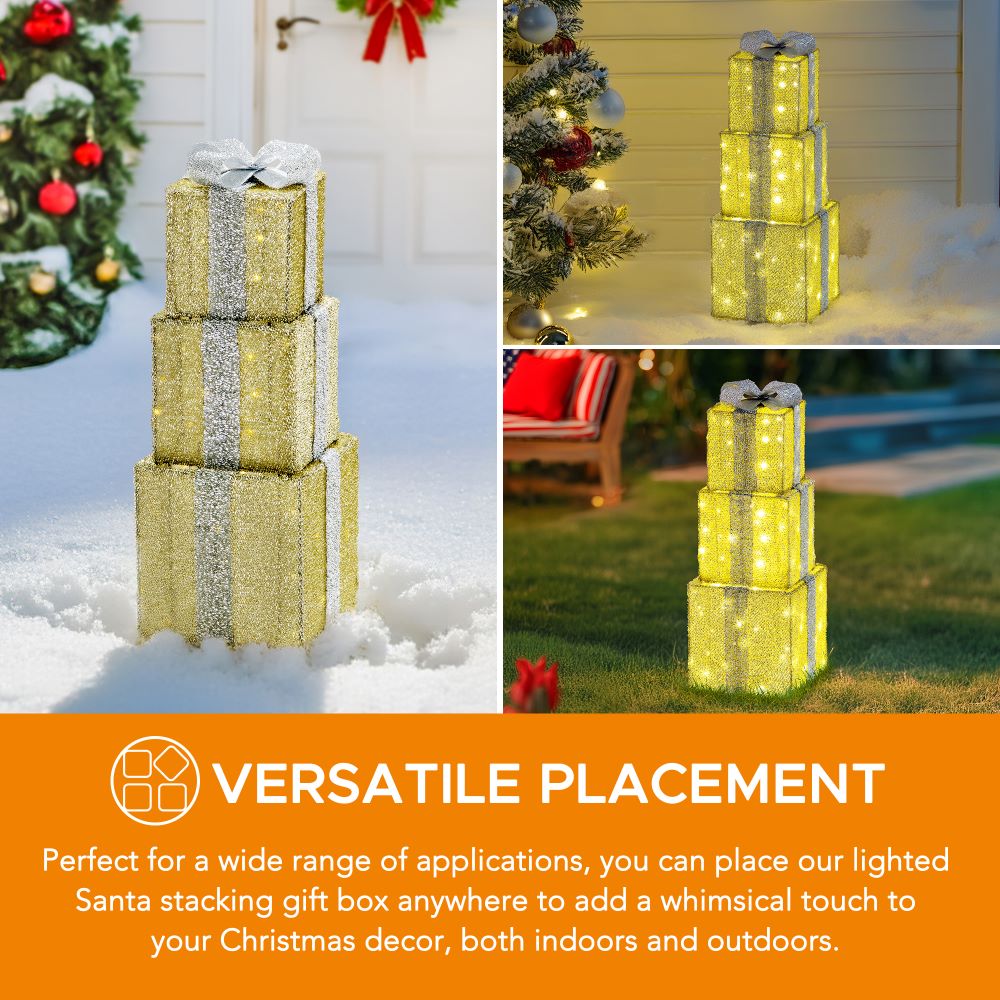 SUNJOY Christmas Light Up Present Boxes with LED Lights.