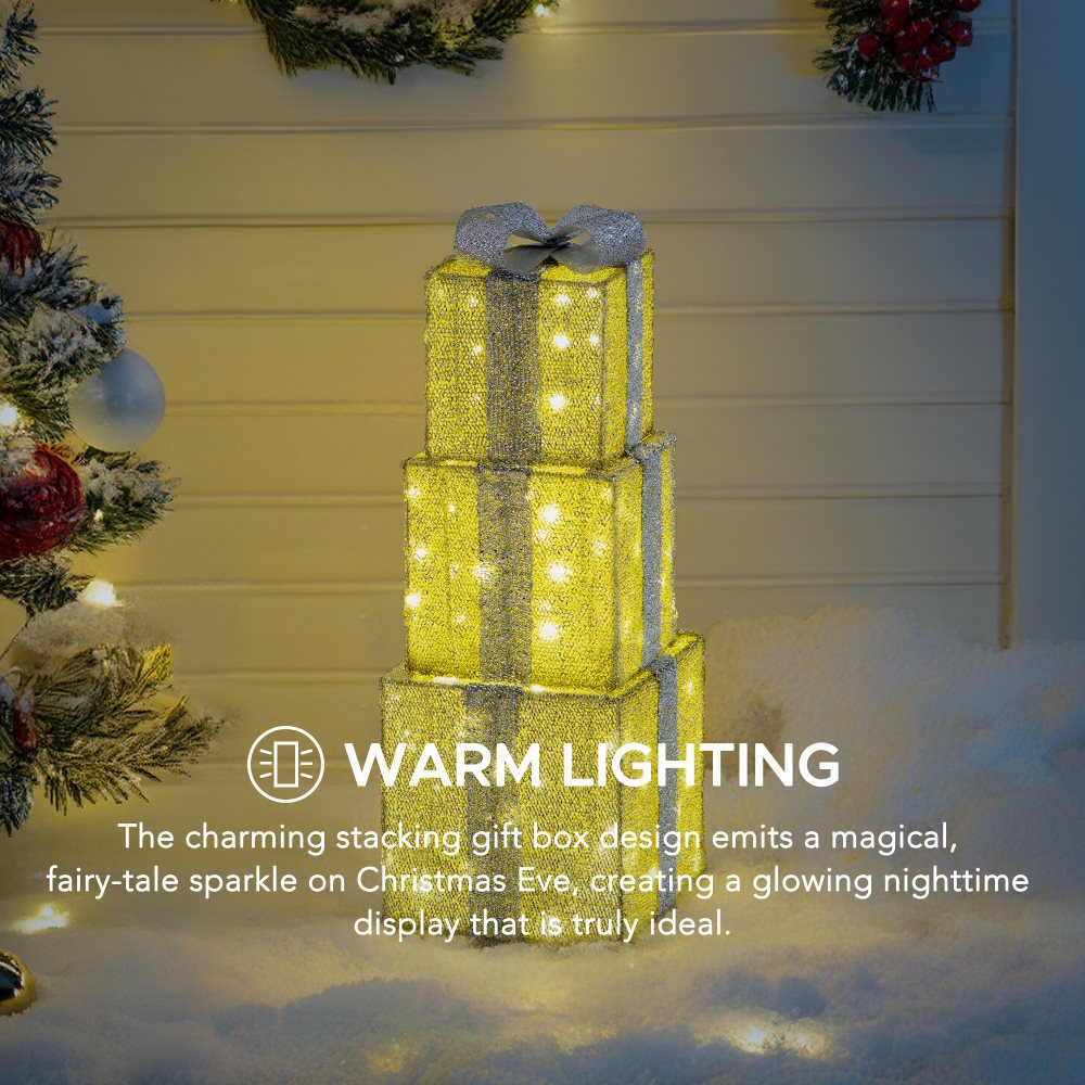 SUNJOY Christmas Light Up Present Boxes with LED Lights.