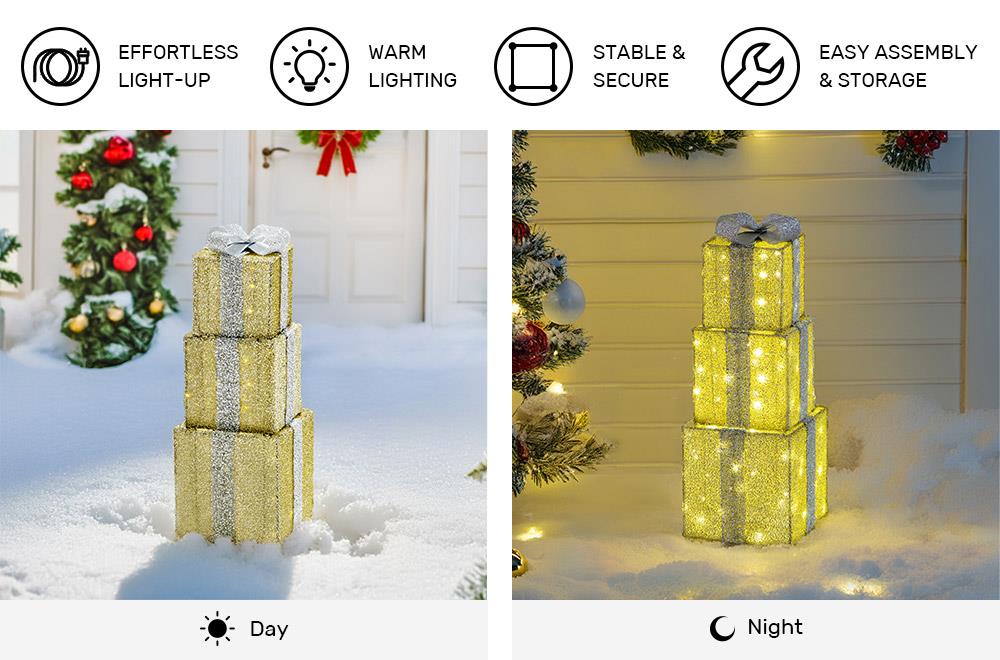 christmas light up present boxes