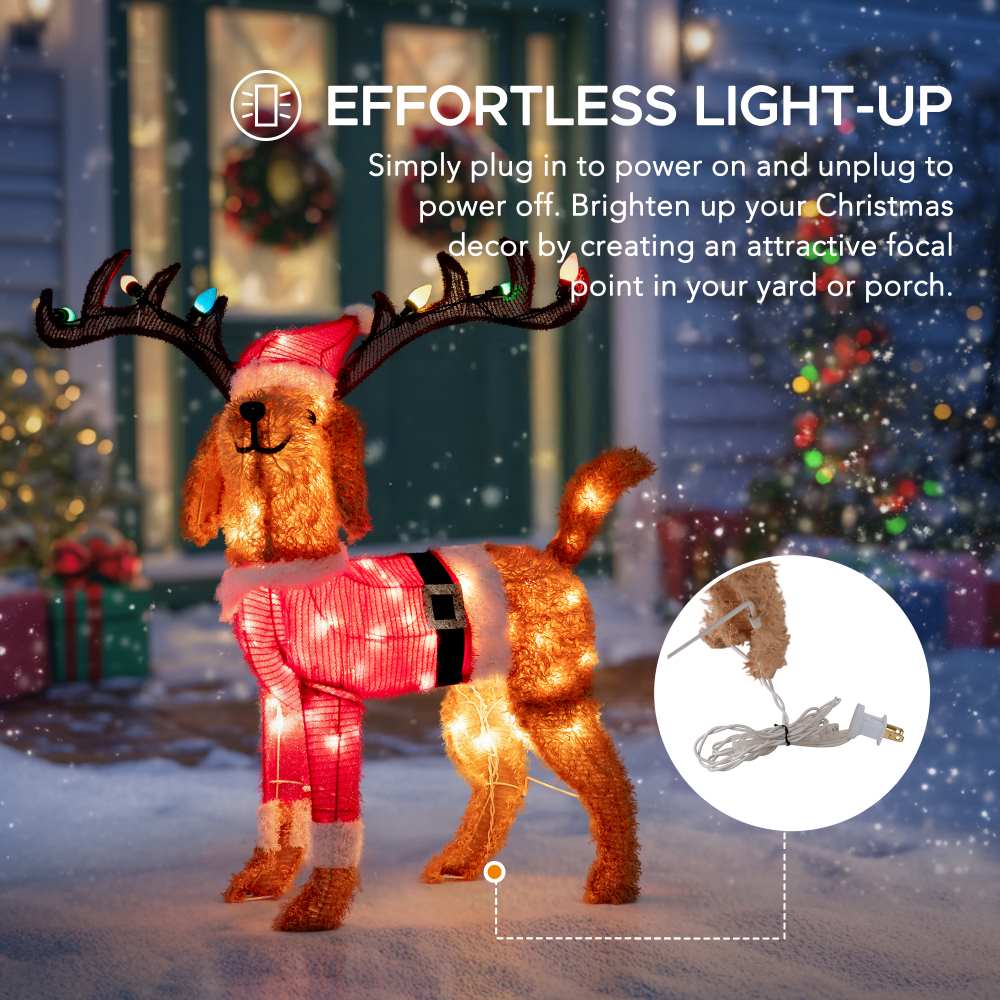 SUNJOY 34 Inch Christmas Lighted Fabric Dog with LED Lights.