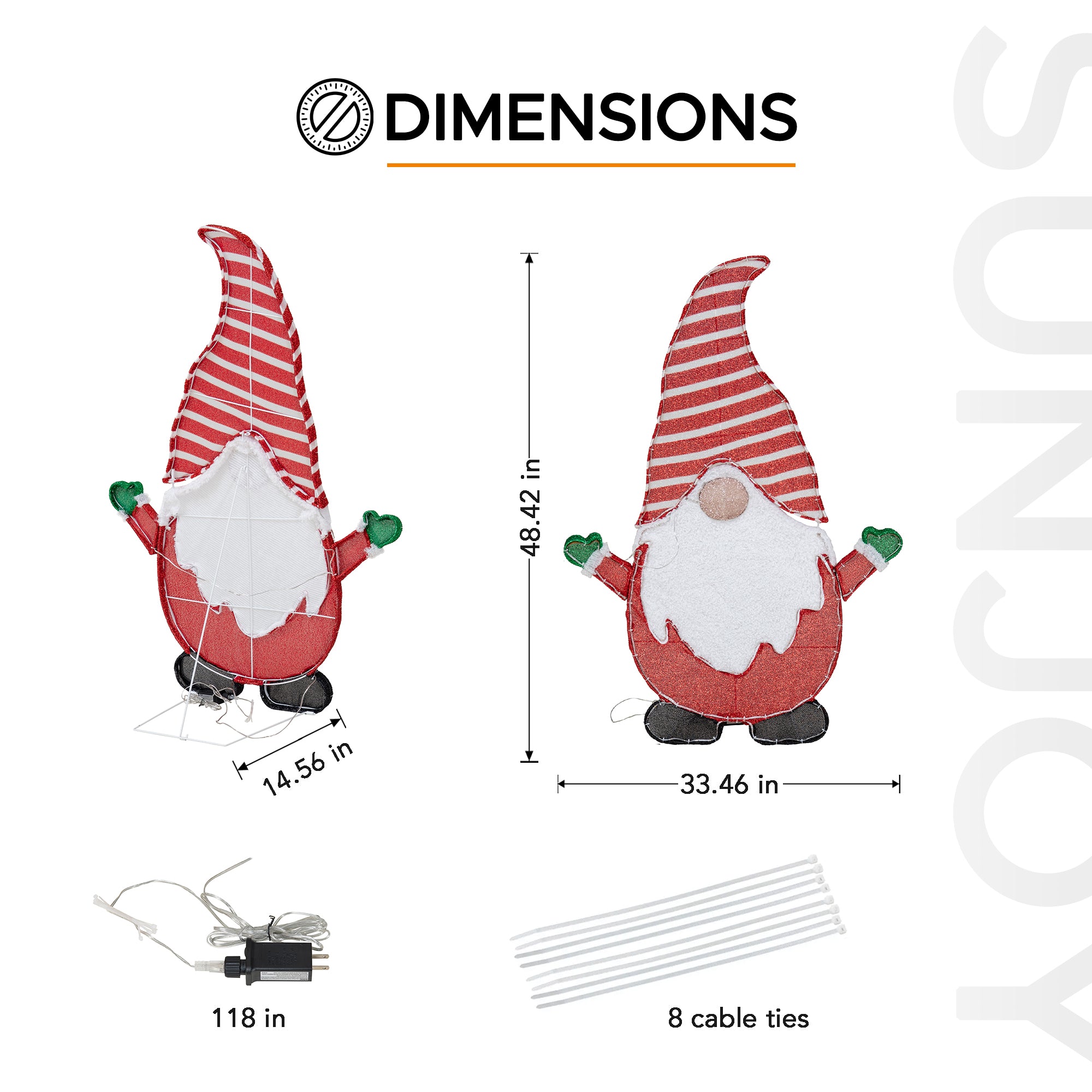 SUNJOY 48 Inch Christmas Lighted Gnome with LED Lights.