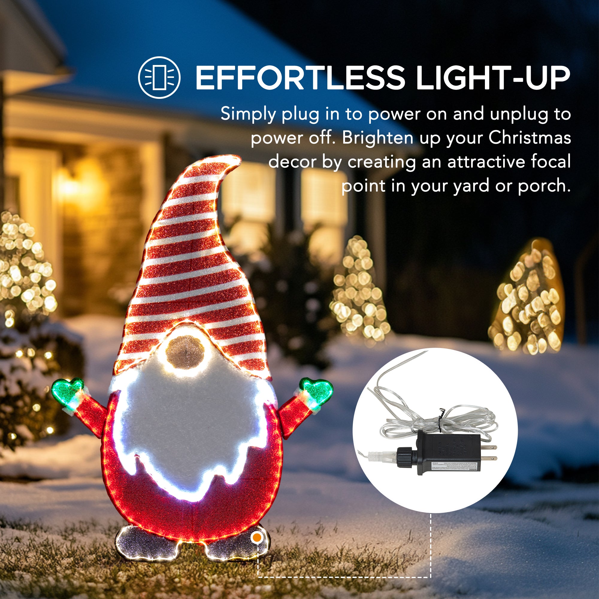 SUNJOY 48 Inch Christmas Lighted Gnome with LED Lights.