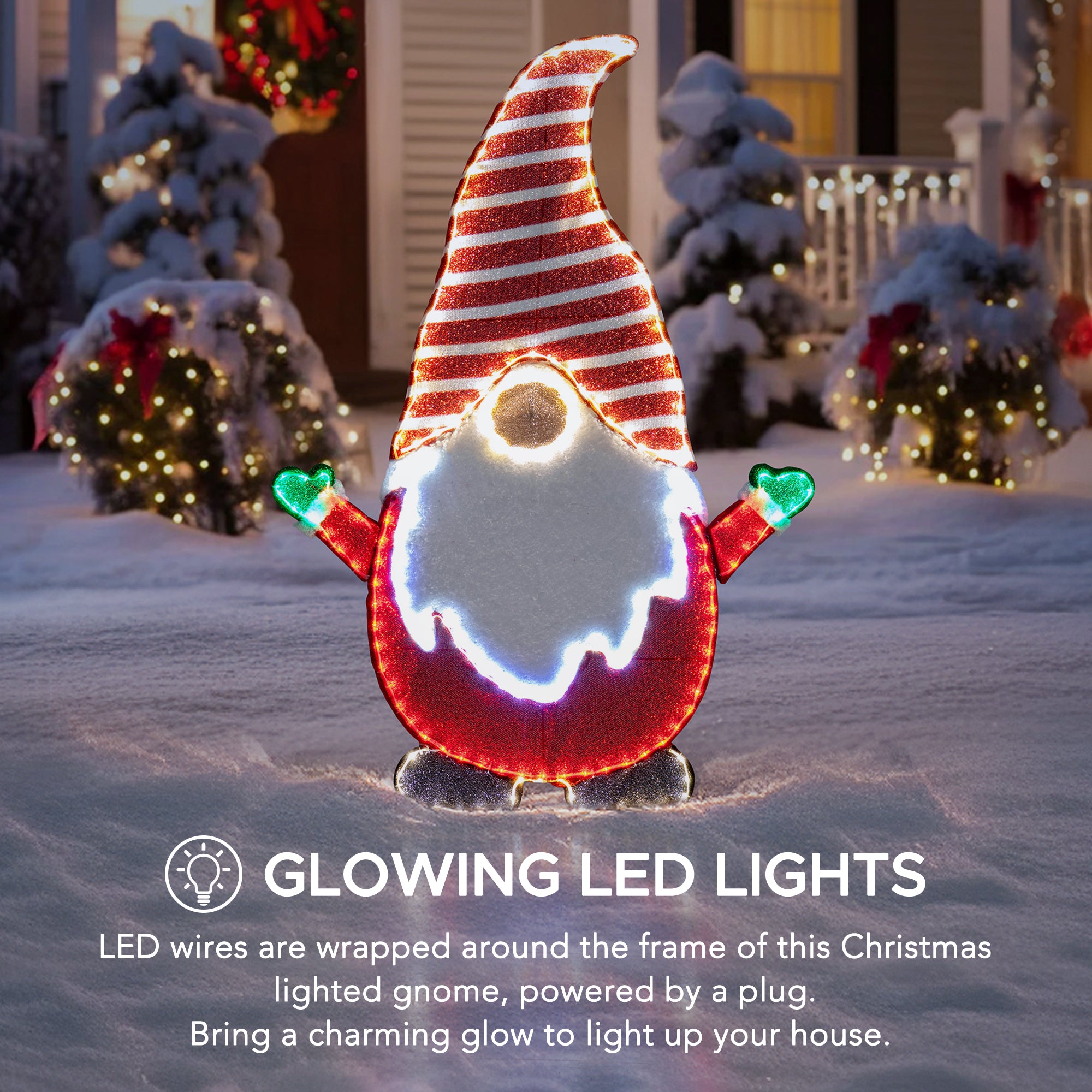 SUNJOY 48 Inch Christmas Lighted Gnome with LED Lights.