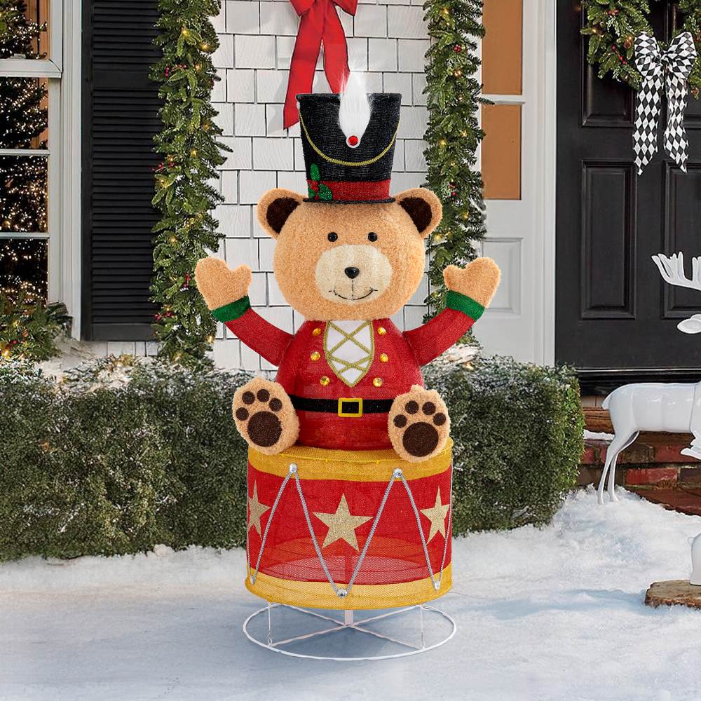 SUNJOY 57 Inch Christmas Lighted Drumming Bear with LED Lights.