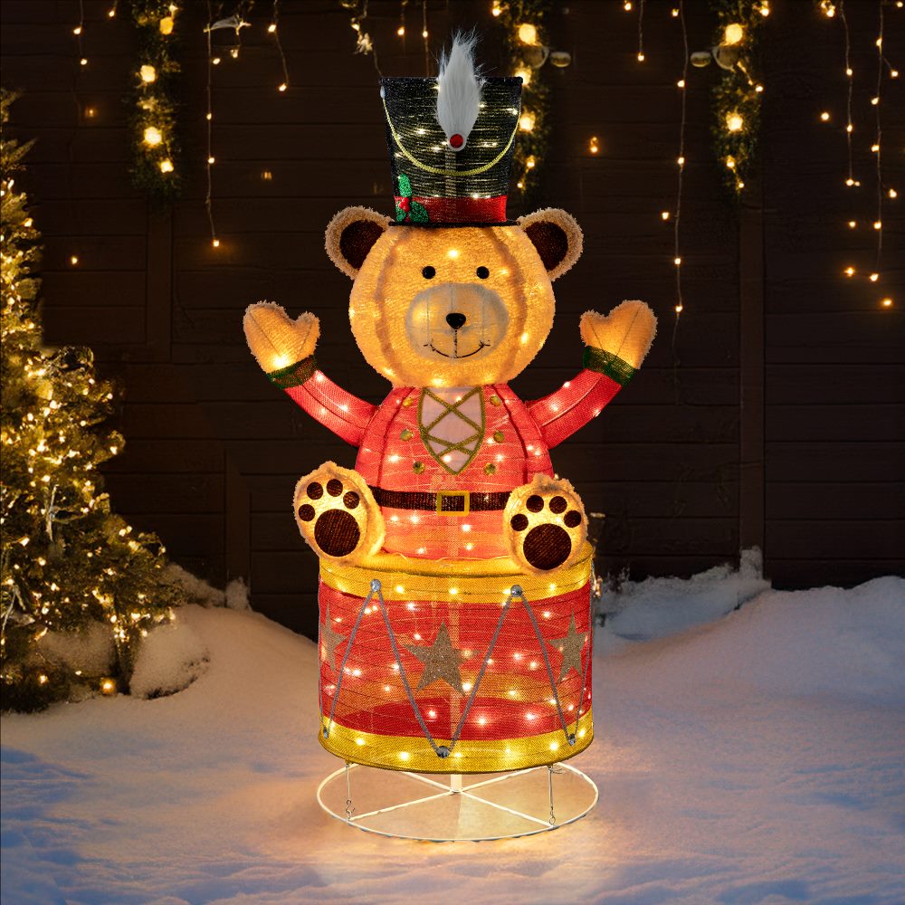 SUNJOY 57 Inch Christmas Lighted Drumming Bear with LED Lights.