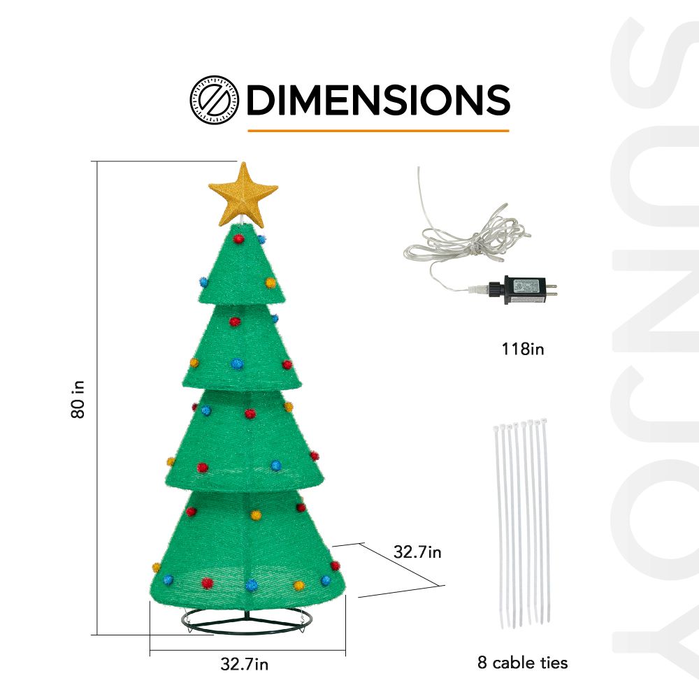 SUNJOY 77 Inch Christmas Lighted Tree with LED Lights.