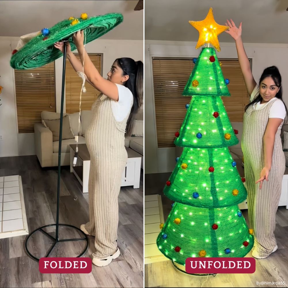 SUNJOY 77 Inch Christmas Lighted Tree with LED Lights