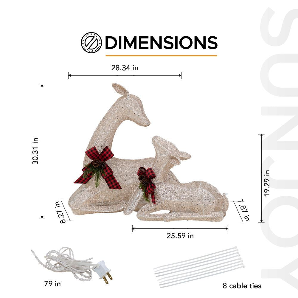 SUNJOY 30 Inch 2-Piece Christmas Lighted Lying Deer with LED Lights.