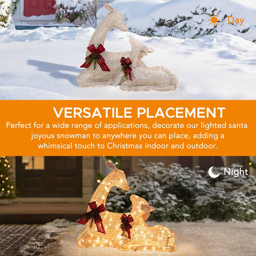SUNJOY 30 Inch 2-Piece Christmas Lighted Lying Deer with LED Lights.