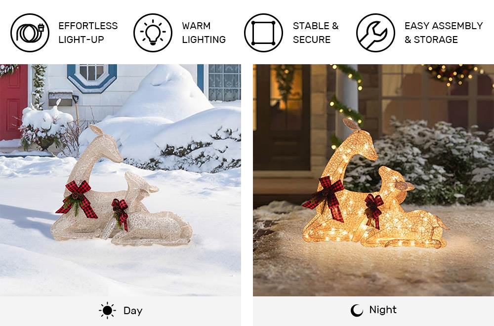 christmas lighted deers