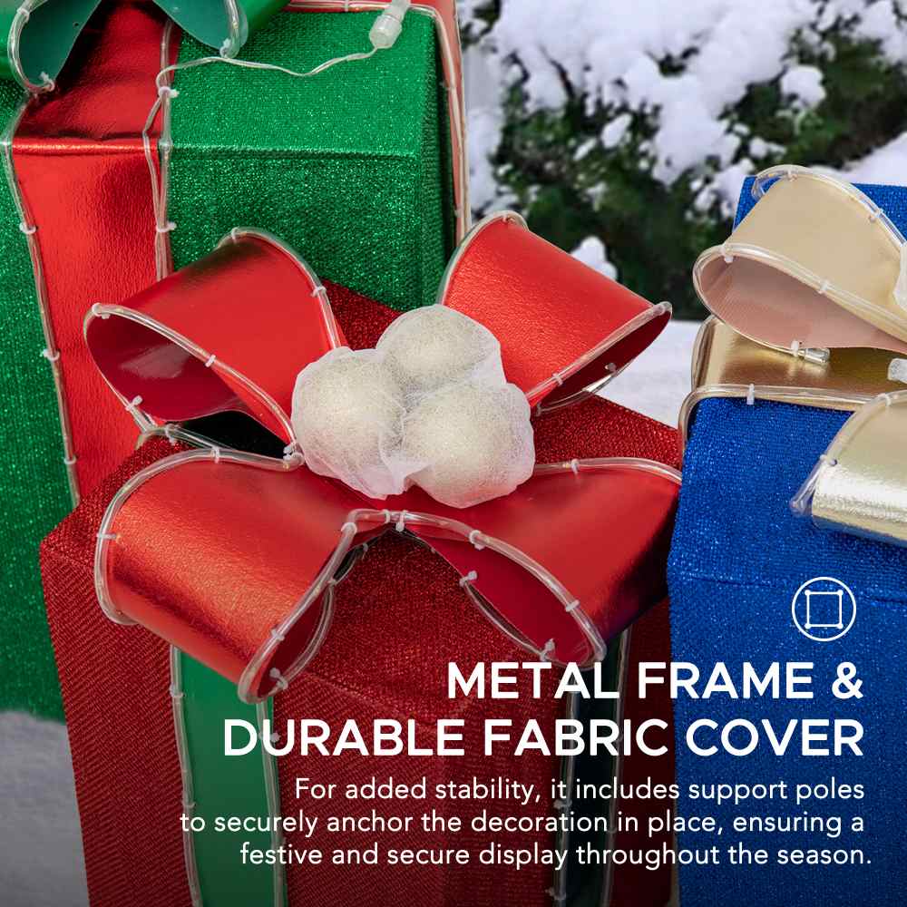 SUNJOY 20 Inch Set of 3 Lighted Gift Boxes with LED Lights.